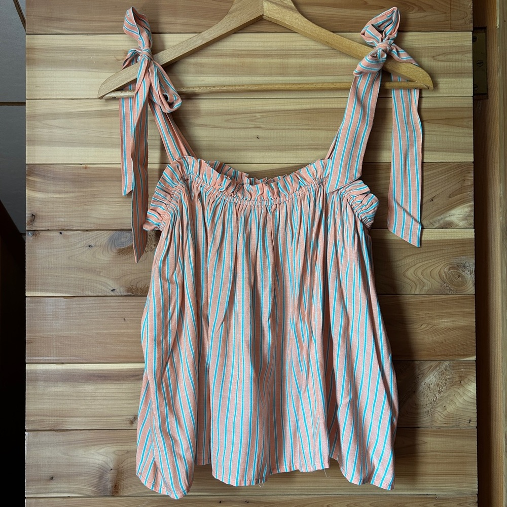 Lucca Couture Striped Sleeveless Top with Bow Straps